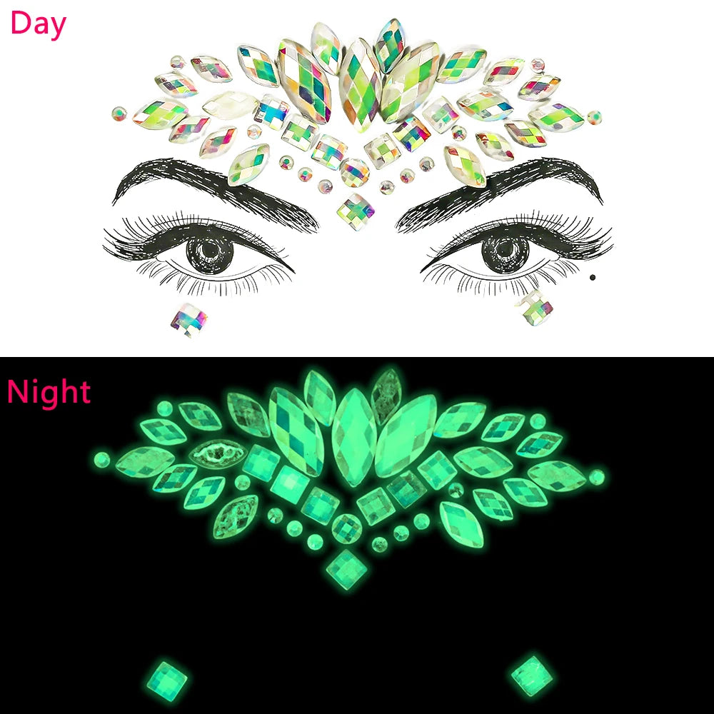 Glow in the Dark Face Jewel Stickers – Noctilucent Rhinestone Crystal – The Party Days | The Party Days