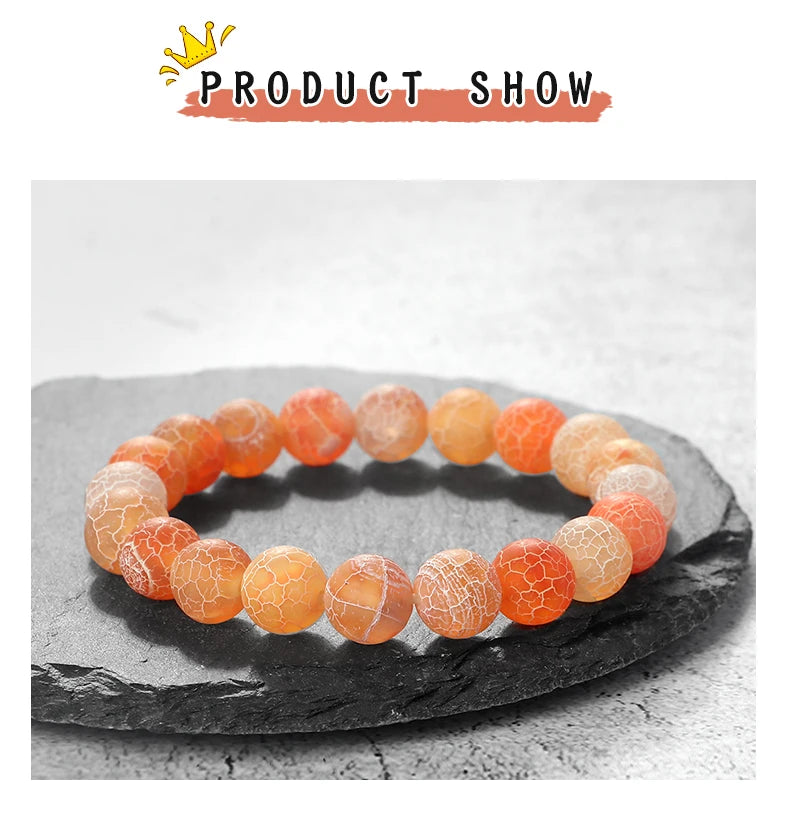 8mm Orange Weathered Stone Bracelet – Energy Beaded Yoga Bangle – The Party Days | The Party Days