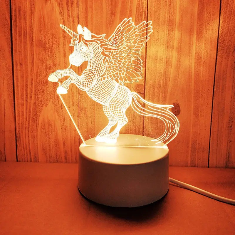 3D Acrylic LED Night Light Lamp USB – Decorative Bedside Light | The Party Days | The Party Days