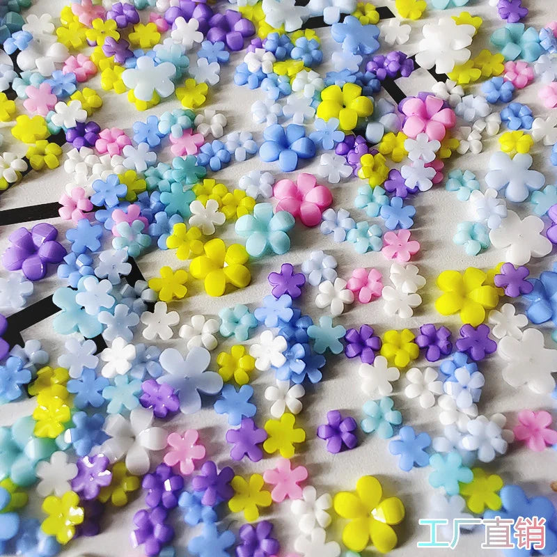 100pcs Japanese 3D Kawaii Flowers Nail Rhinestones