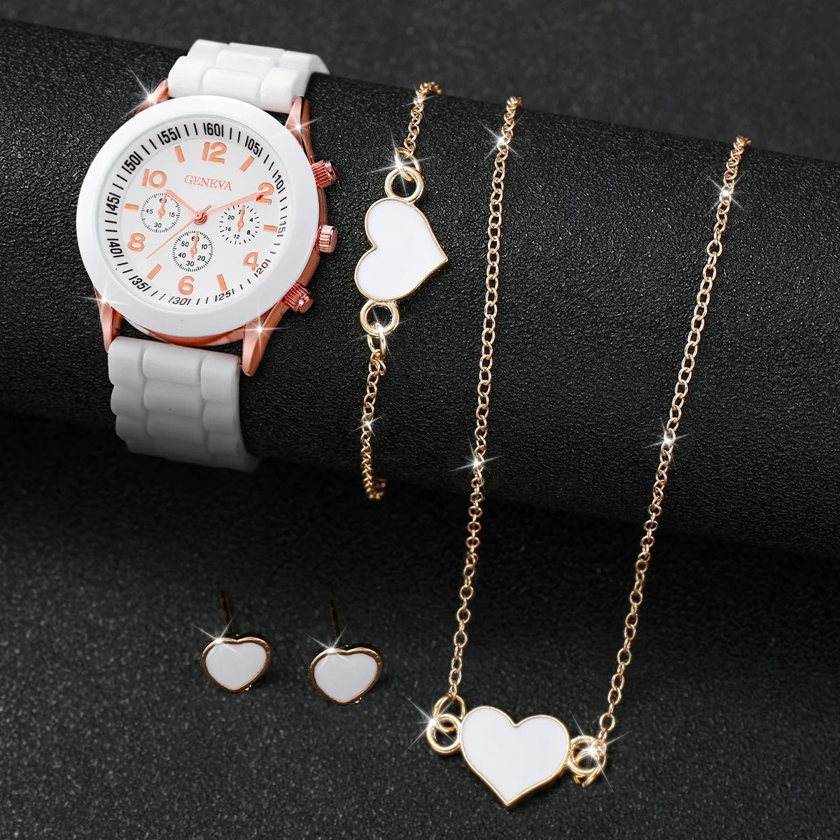 Women's 5-6 Piece Jewelry Set – Butterfly Quartz Watch + Earrings + Necklace + Bracelet + Ring | The Party Days | The Party Days
