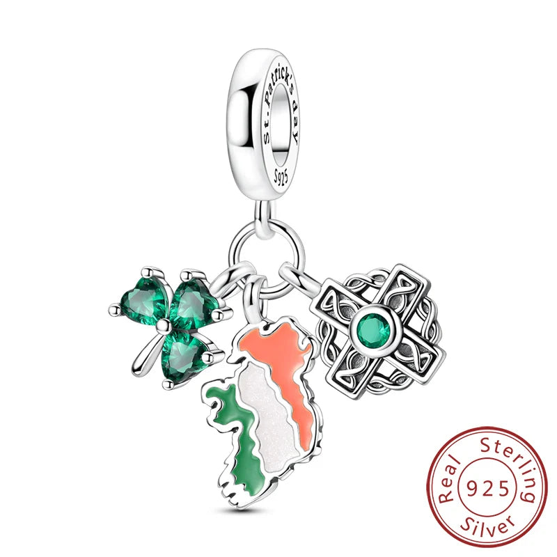 925 Silver St. Patrick's Day Shamrock Earring Charms – Four-Leaf Clover – The Party Days | The Party Days