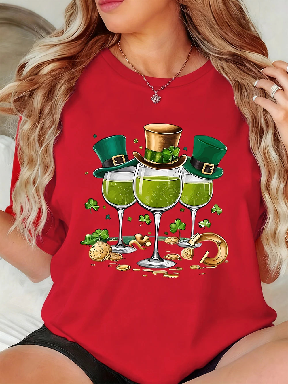 St. Patrick's Day Drinks Print Women's T-Shirt – Festive Irish Tee – The Party Days | The Party Days
