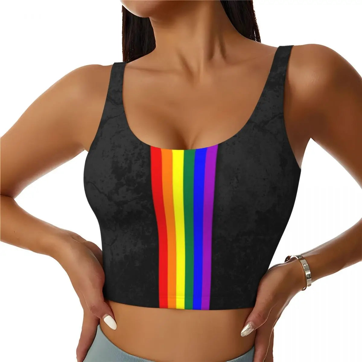 Rainbow Pride Sports Bra – LGBT High-Impact Yoga Crop Top | The Party Days | The Party Days