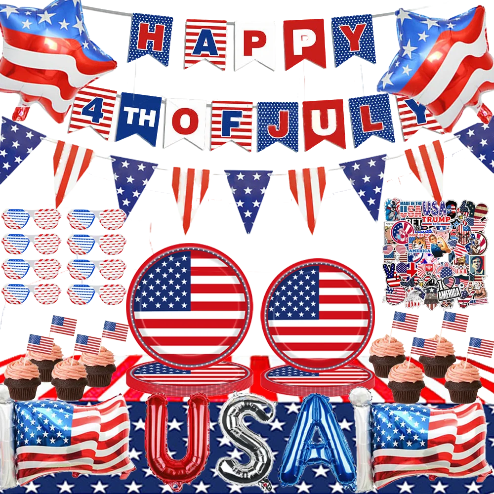 USA Patriotic Party Supplies – 4th of July Decorations – Plates, Cups, Banner, Balloons & More – The Party Days | The Party Days