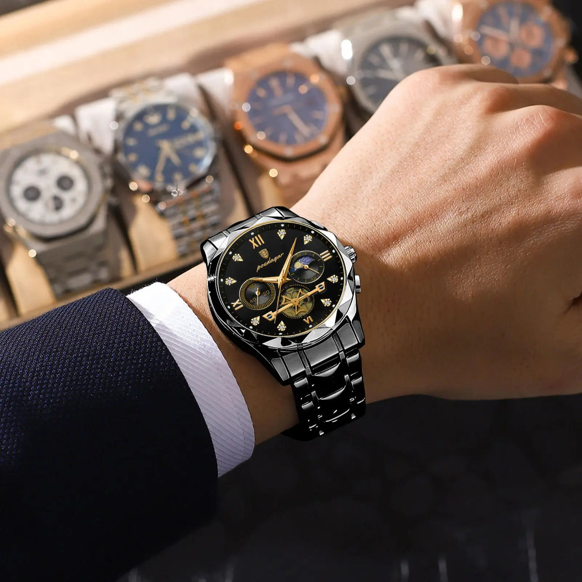 POEDAGAR 996 Men's Business Chronograph Watch – Stainless Steel Luminous | The Party Days | The Party Days