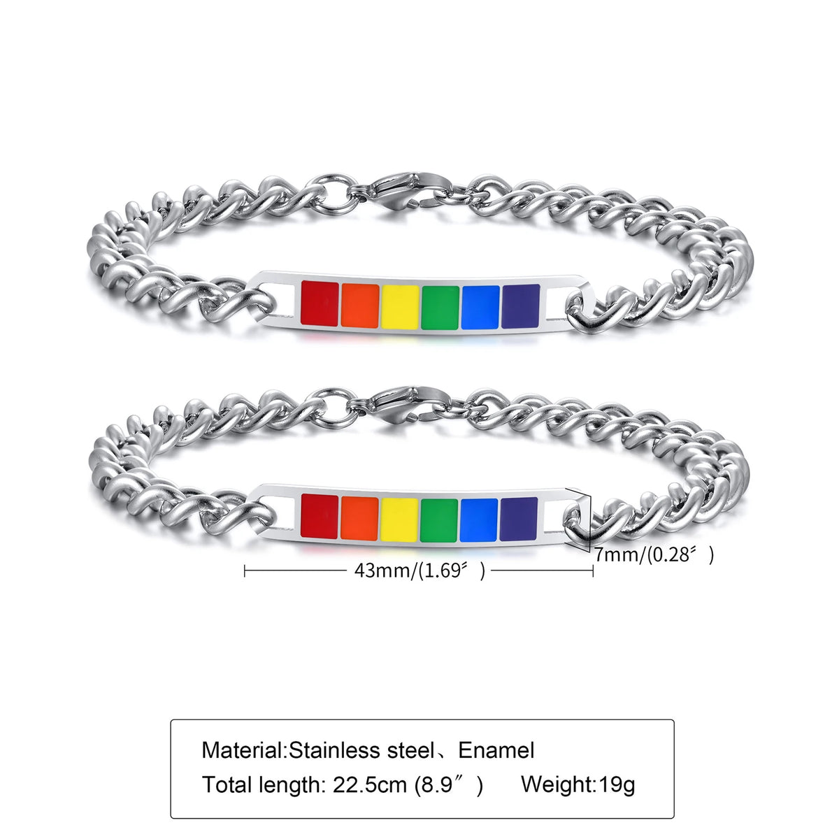 Rainbow Pride Bracelet – Stainless Steel LGBT Chain Link Wristband | The Party Days | The Party Days