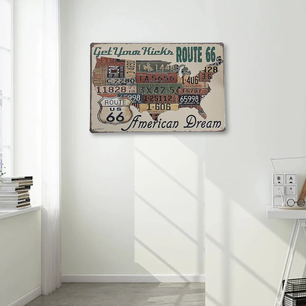 USA Map Vintage Tin Sign – American Dream Metal Wall Art 20×30 cm – The Party Days | The Party Days