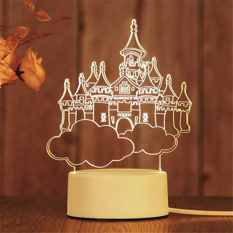 3D Acrylic LED Night Light Lamp USB – Decorative Bedside Light | The Party Days | The Party Days