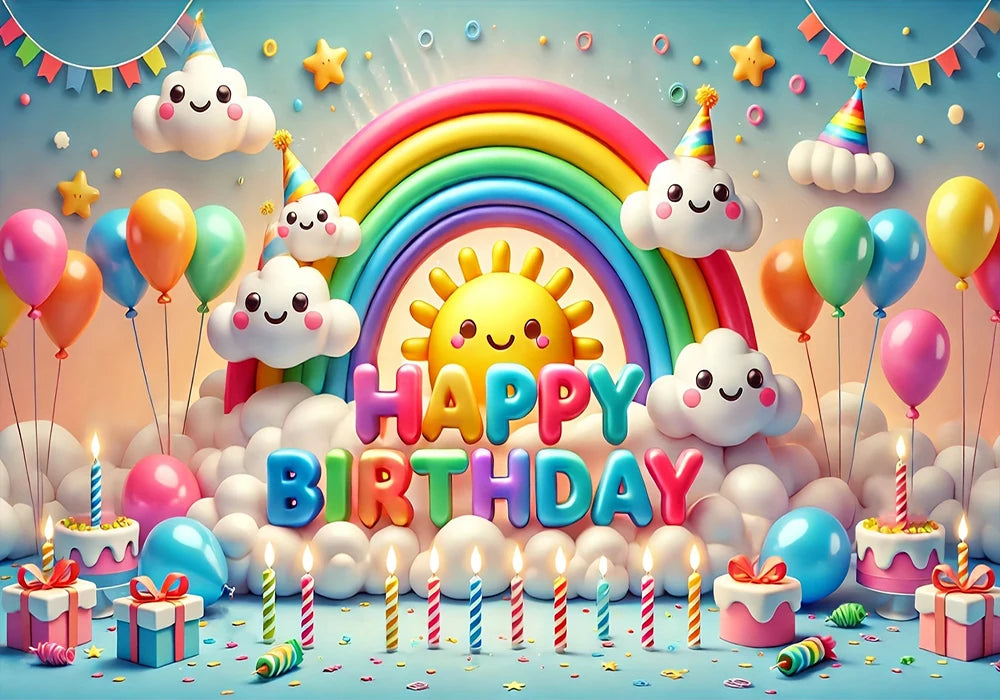 Happy Birthday Rainbow Backdrop – Vinyl Photography Background for Parties & Baby Showers – The Party Days | The Party Days