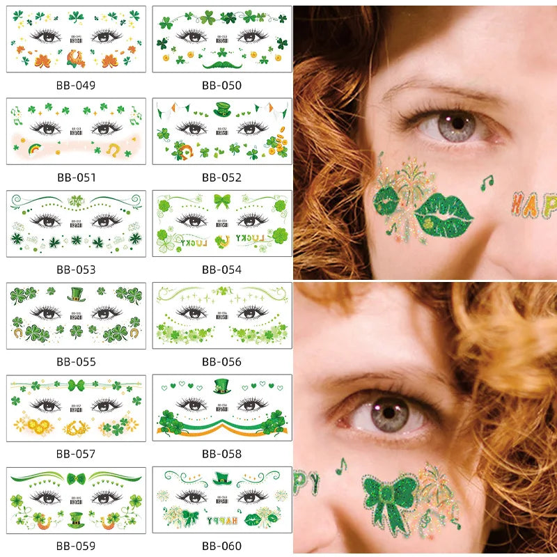 St. Patrick's Day Irish Shamrock Temporary Tattoos – Green Clover Body Stickers – The Party Days | The Party Days