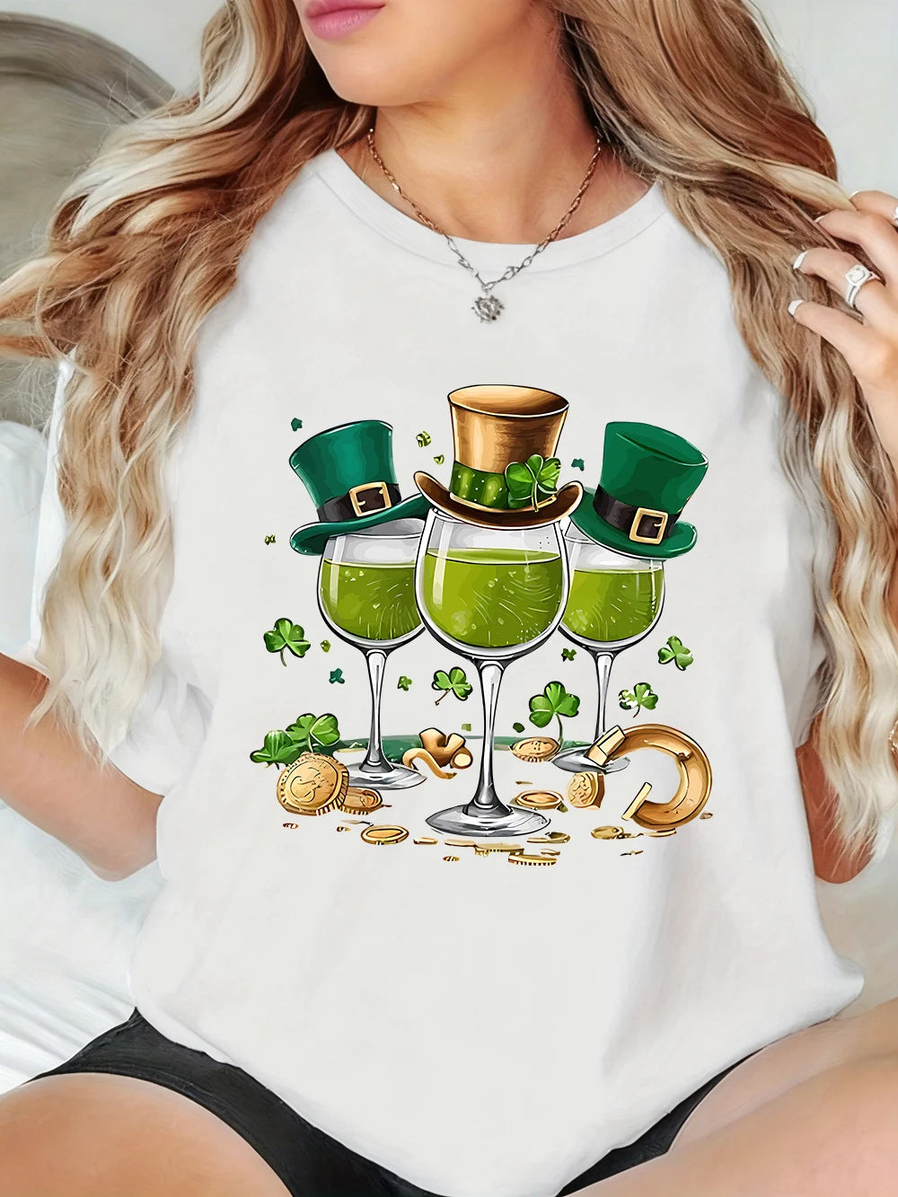 St. Patrick's Day Drinks Print Women's T-Shirt – Festive Irish Tee – The Party Days | The Party Days