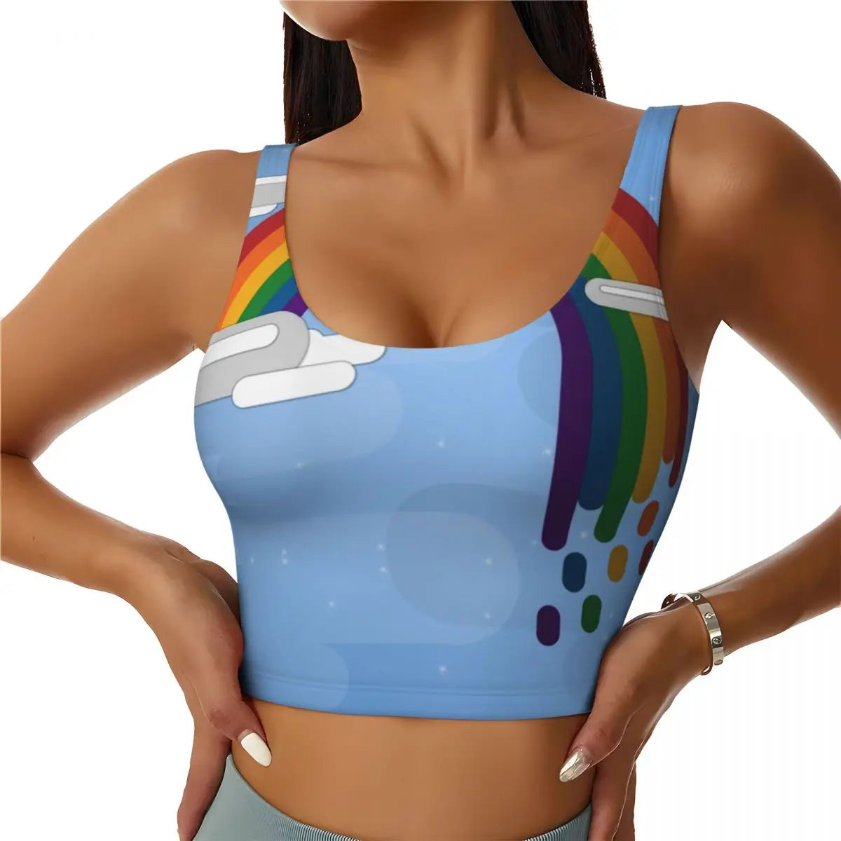Rainbow Pride Sports Bra – LGBT High-Impact Yoga Crop Top | The Party Days