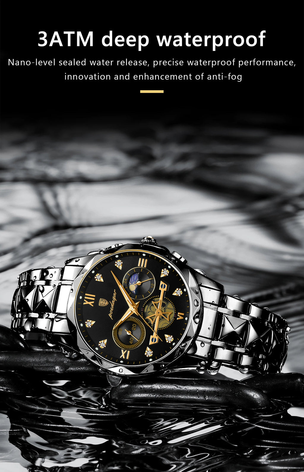 POEDAGAR 996 Men's Business Chronograph Watch – Stainless Steel Luminous | The Party Days | The Party Days