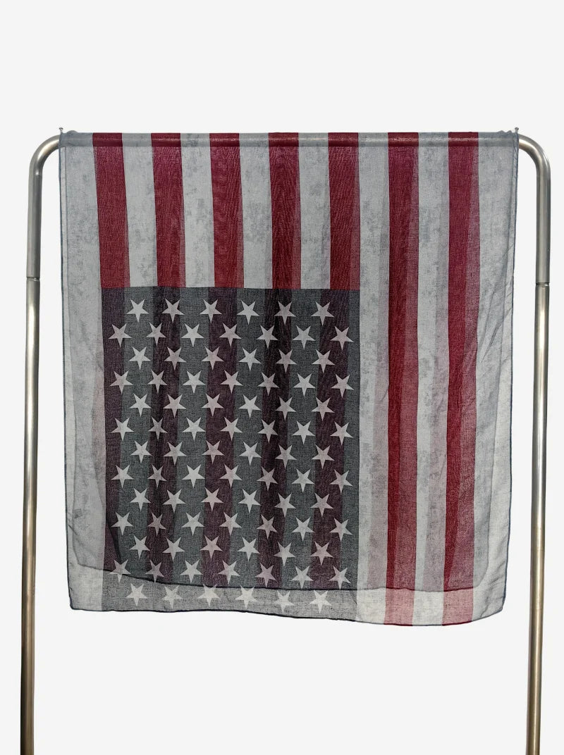 Fashion American Flag Oblong Scarfs Patriotic Stars Print Shawl Voile Soft Wrap Geometric Stripes Scarf | The Party Days | The Party Days