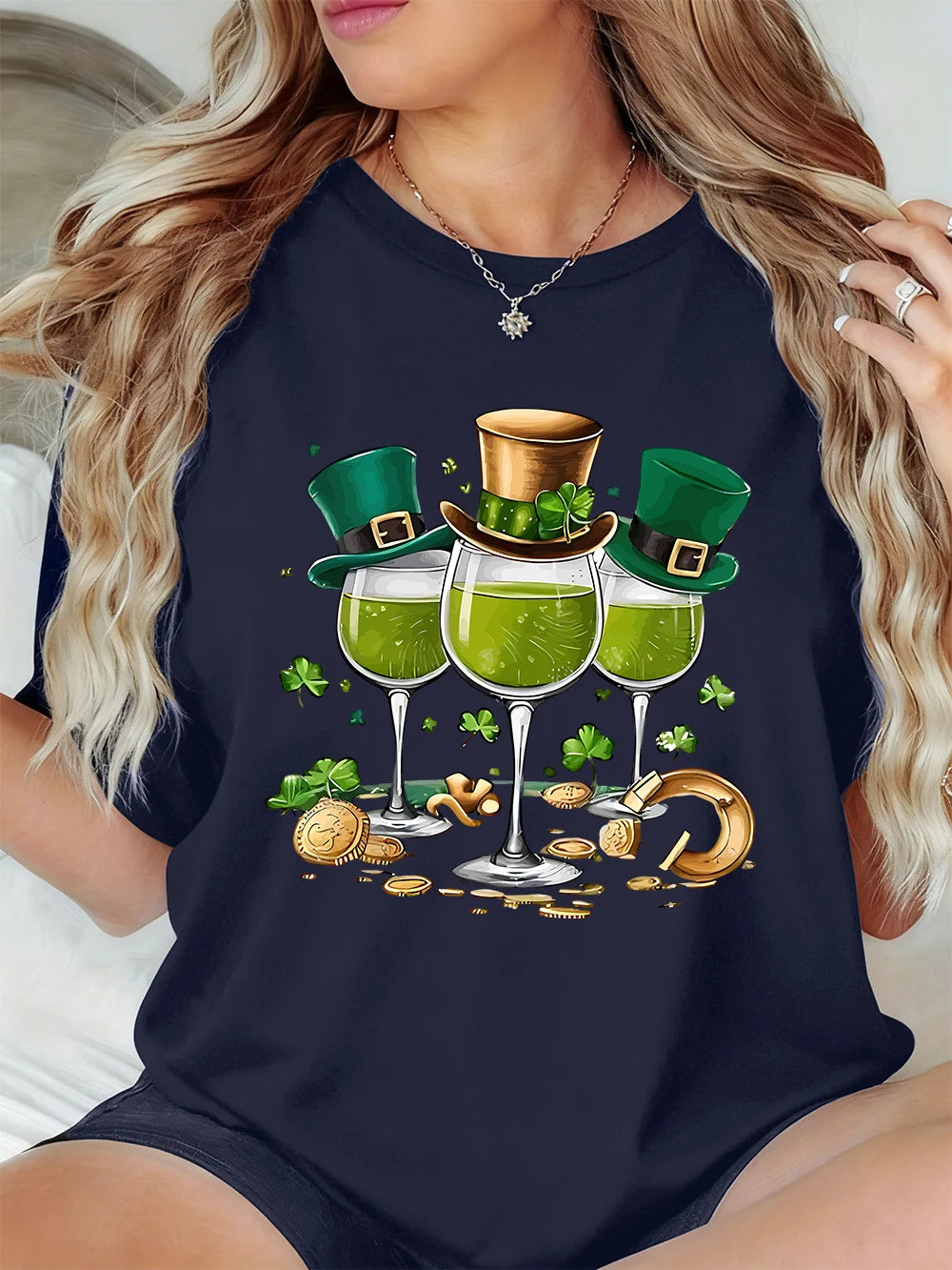 St. Patrick's Day Drinks Print Women's T-Shirt – Festive Irish Tee – The Party Days | The Party Days