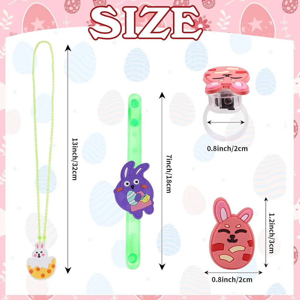 Easter LED Light Up Jewelry Set - Glowing Rings, Necklaces & Bracelets | The Party Days