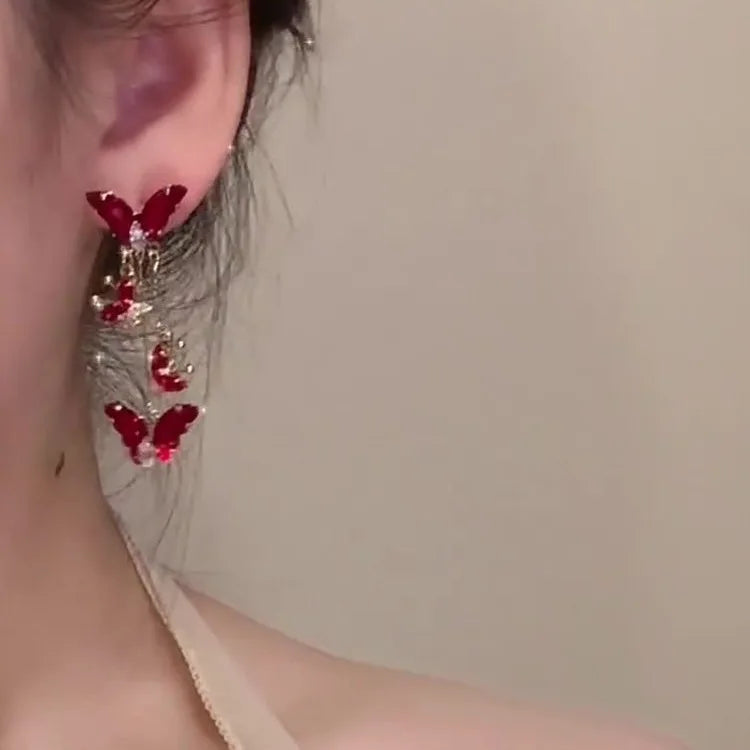 Butterfly Glass Long Pendant Earrings – 14 Colors | The Party Days | The Party Days