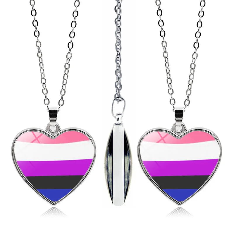 Pride Rainbow Glass Pendant Necklace | LGBTQ+ Couple Gift | The Party Days | The Party Days