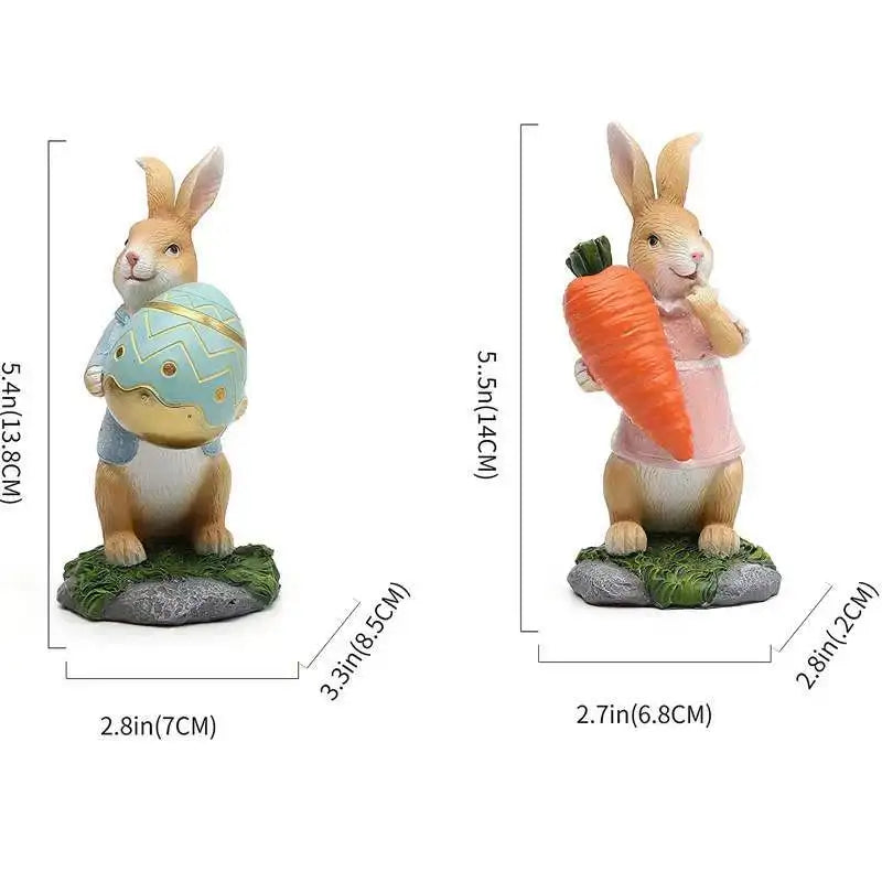 Hand-Painted Easter Bunny Figurines – Premium Resin Rabbit Decor with Carrots & Eggs – The Party Days | The Party Days