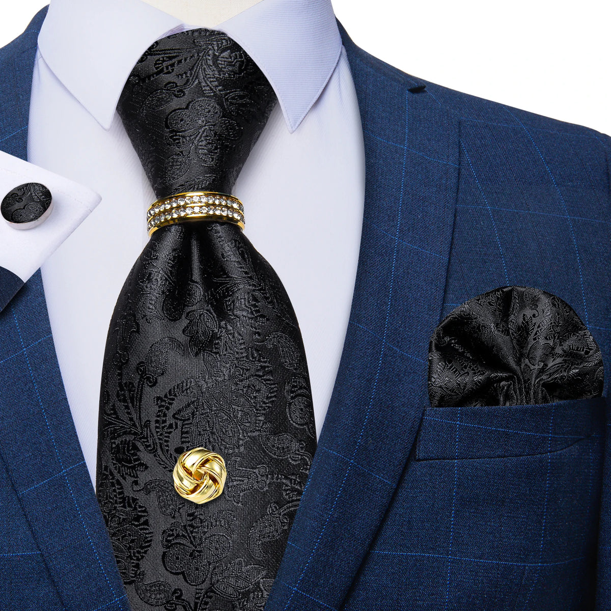 Men's Luxury Silk Tie Set – Necktie Pocket Square & Cufflinks – The Party Days | The Party Days