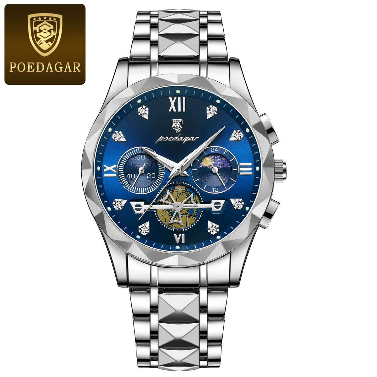 POEDAGAR 996 Men's Business Chronograph Watch – Stainless Steel Luminous | The Party Days | The Party Days
