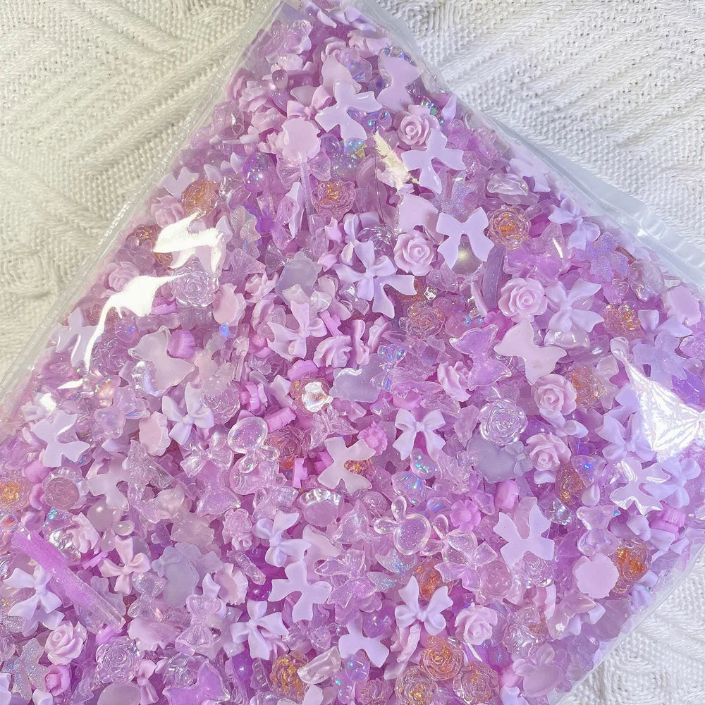 50pcs Mixed Design Nail Charms Shiny Flower Rhinestones