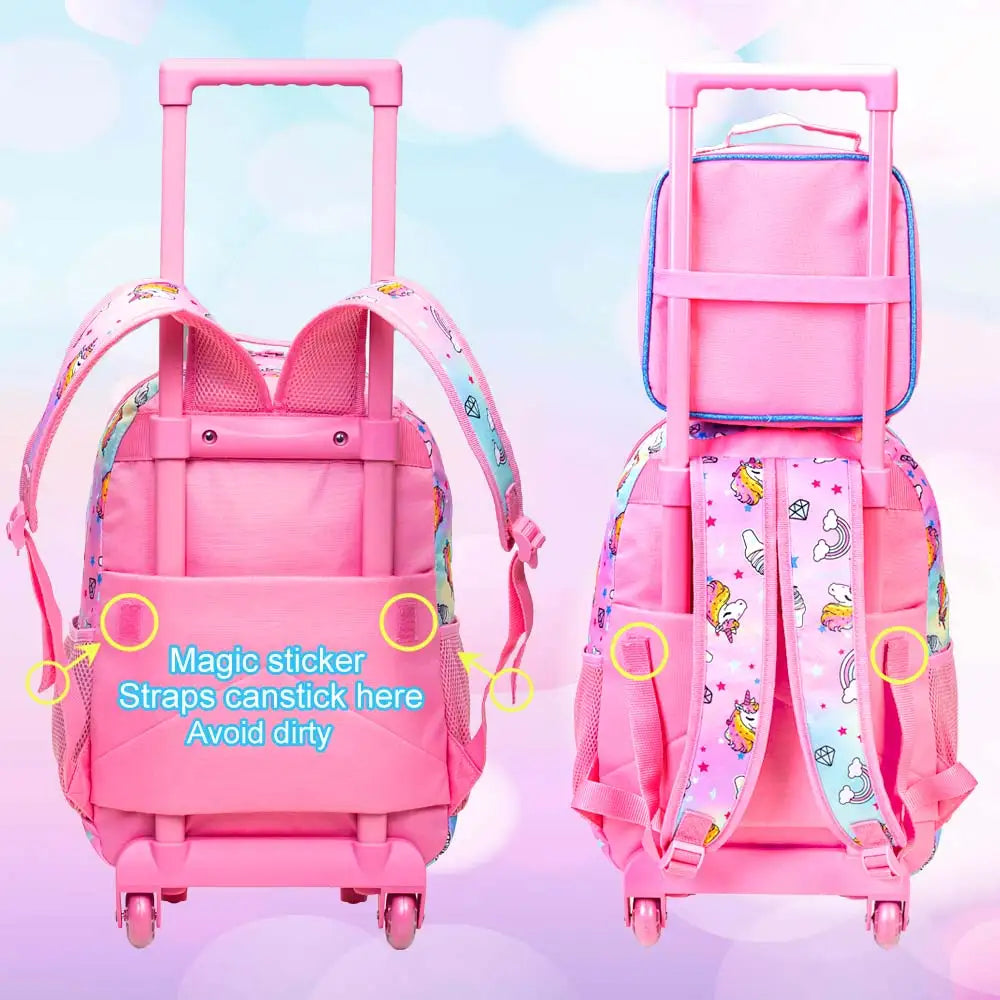 Girls Unicorn Rolling Backpack Set with Lunch Bag & Pencil Case | The Party Days | The Party Days