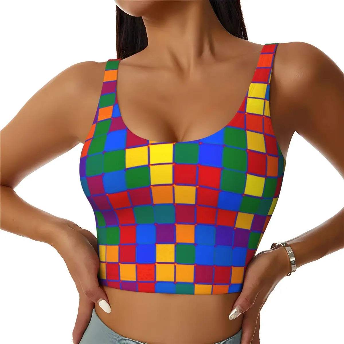 Rainbow Pride Sports Bra – LGBT High-Impact Yoga Crop Top | The Party Days | The Party Days