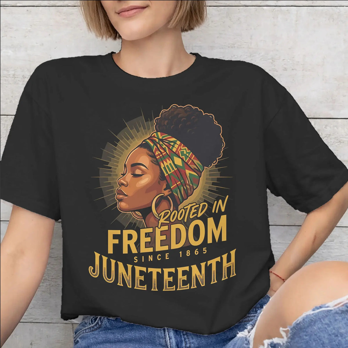 Juneteenth 1865 “Rooted In Freedom” Graphic T-Shirt – 100% Cotton Unisex Tee | The Party Days | The Party Days