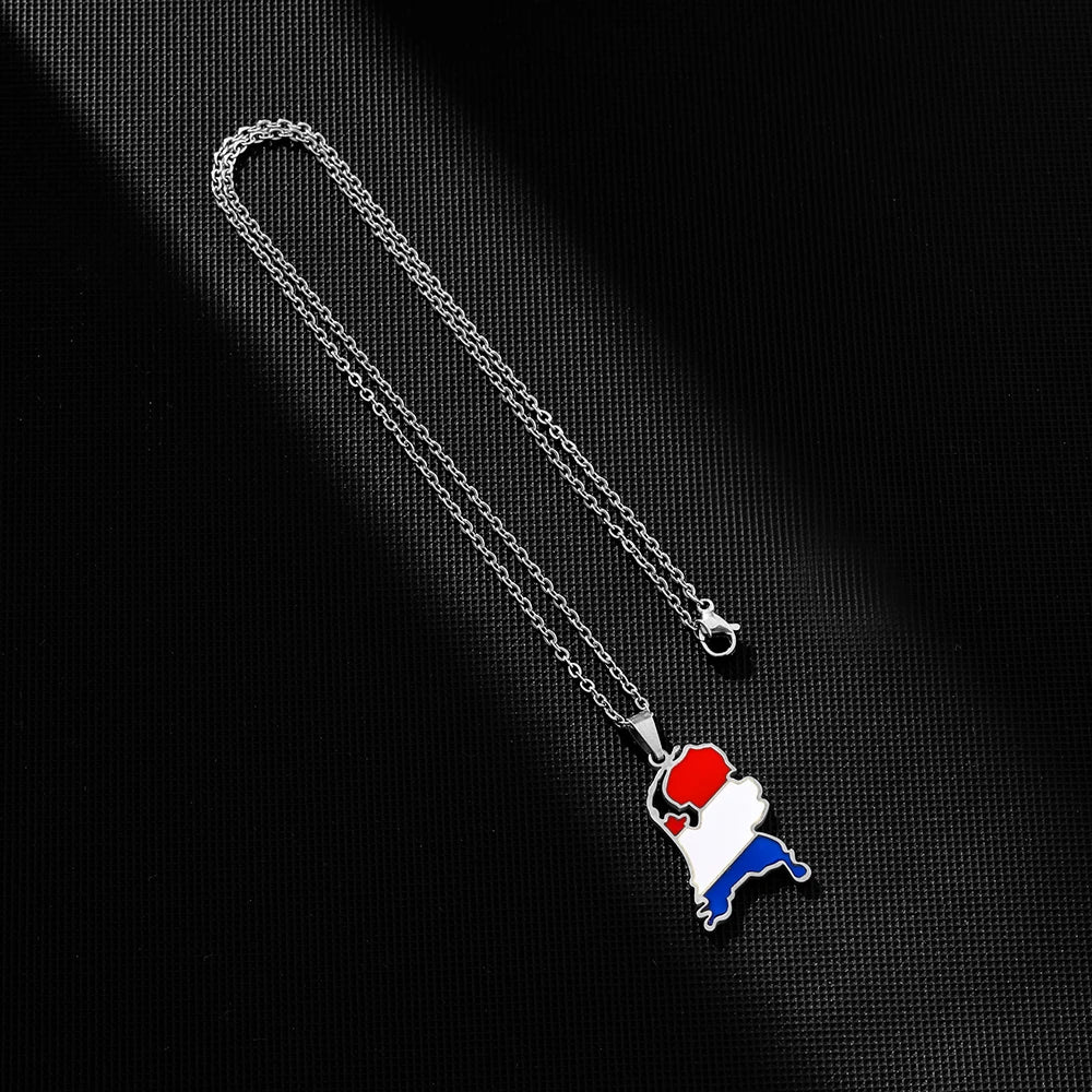 Netherlands Map & Flag Pendant Necklace – Enamel Stainless Steel – The Party Days | The Party Days