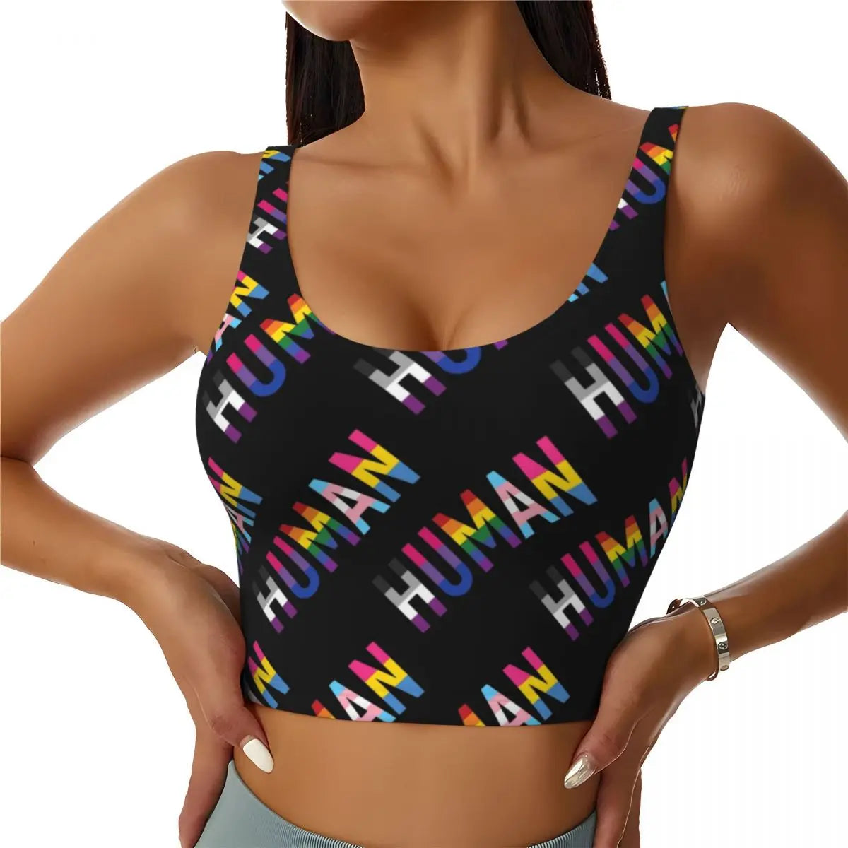 Rainbow Pride Sports Bra – LGBT High-Impact Yoga Crop Top | The Party Days