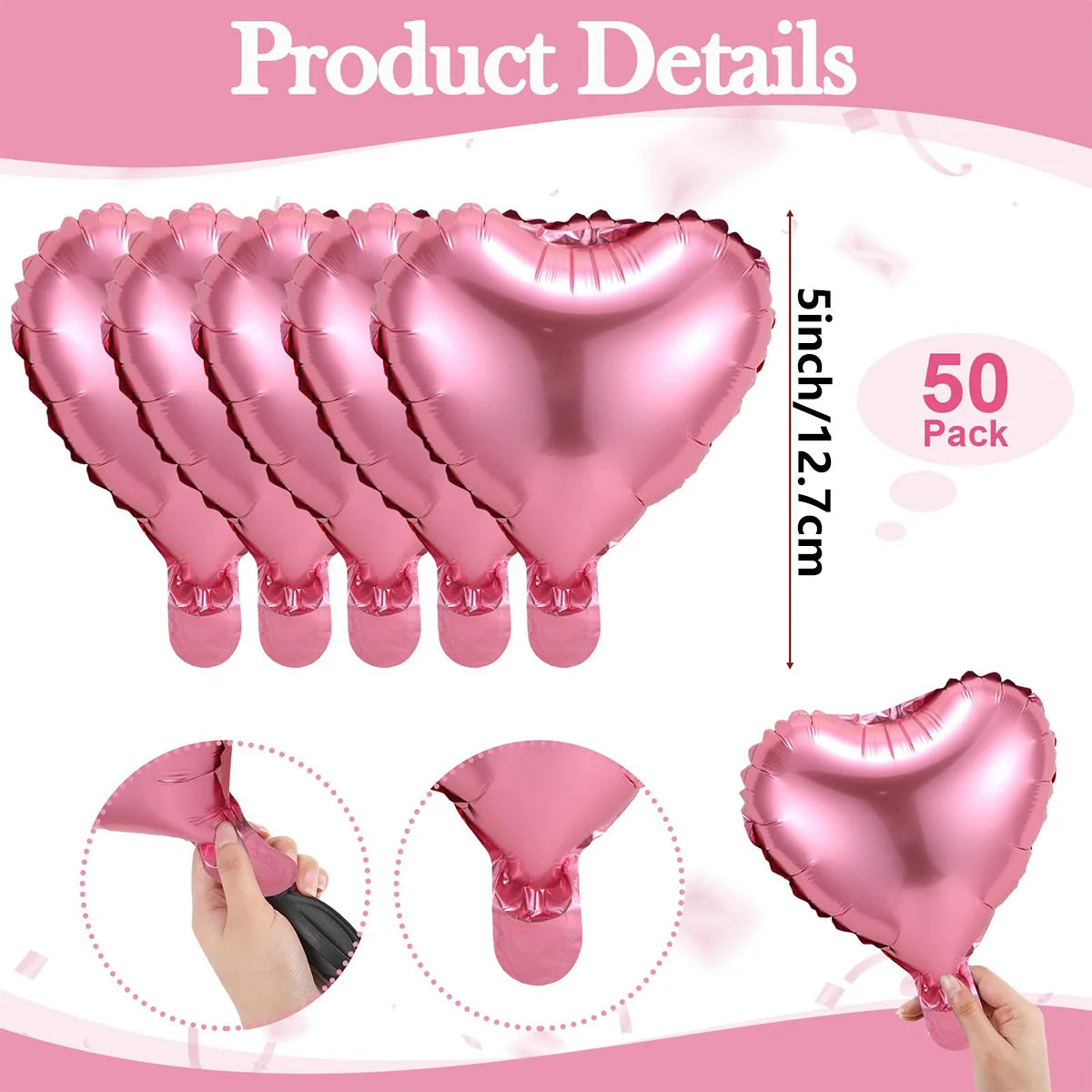 Heart Balloons Set of 50 – 5" Foil Heart Balloons for Parties & Celebrations – The Party Days | The Party Days