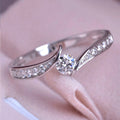 Huitan Minimalist Engagement Ring for Women – Round Cubic Zirconia | The Party Days | The Party Days
