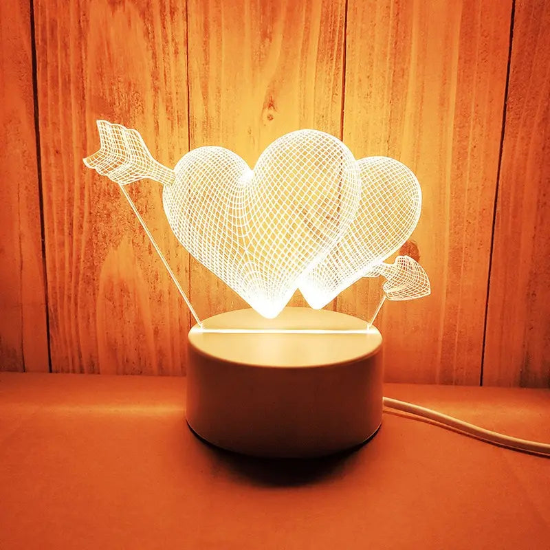 3D Acrylic LED Night Light Lamp USB – Decorative Bedside Light | The Party Days | The Party Days