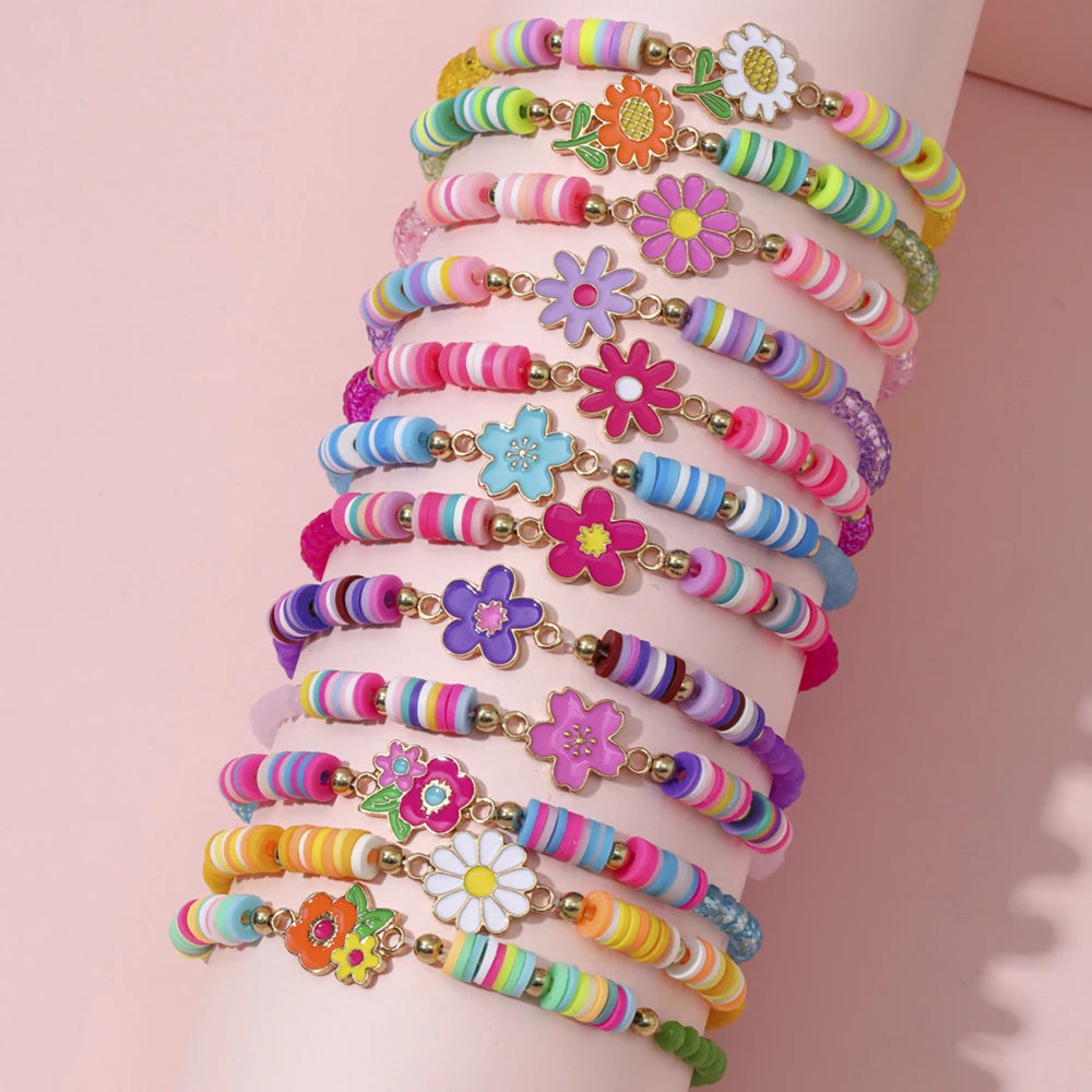 Pack 12 Handmade Unicorn Bracelets | Cat & Flower Charms for Girls | The Party Days | The Party Days