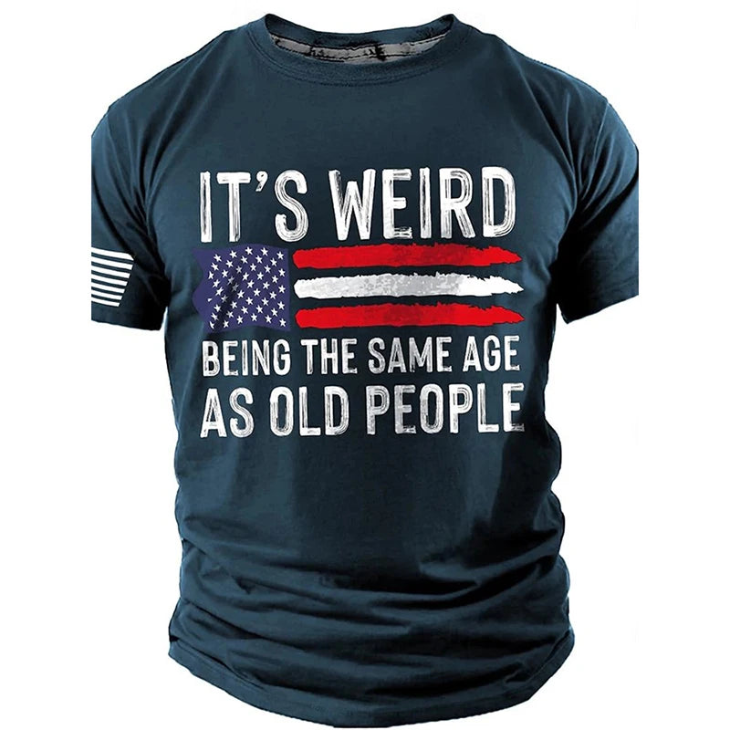 Men's 3D Skull & Retro Flag Print T-Shirt – Round Neck Short Sleeve Summer Tee – The Party Days | The Party Days