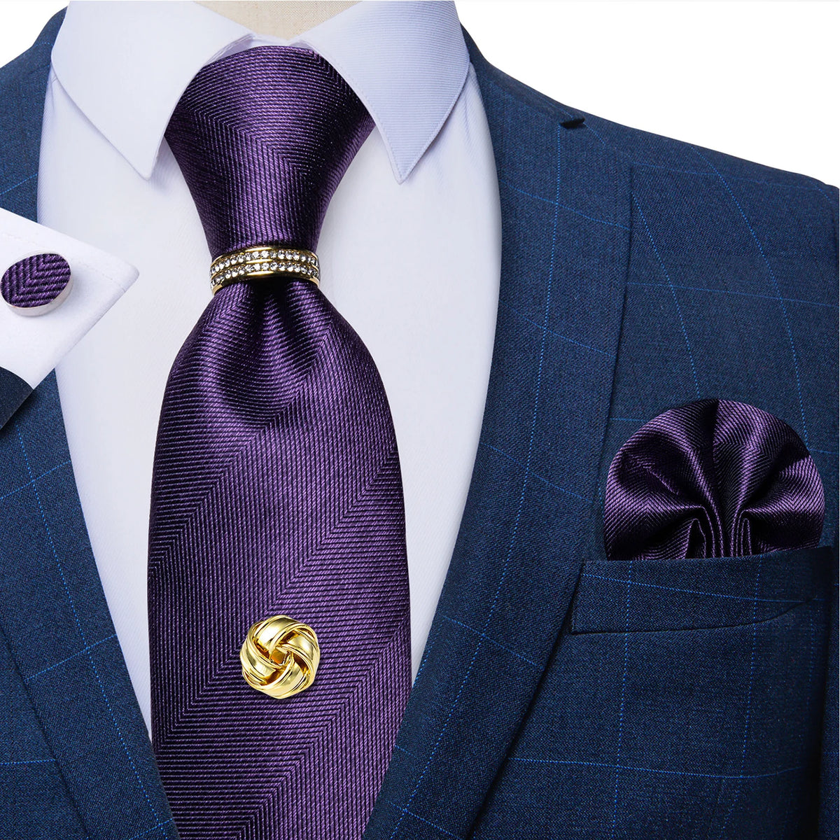 Men's Luxury Silk Tie Set – Necktie Pocket Square & Cufflinks – The Party Days | The Party Days