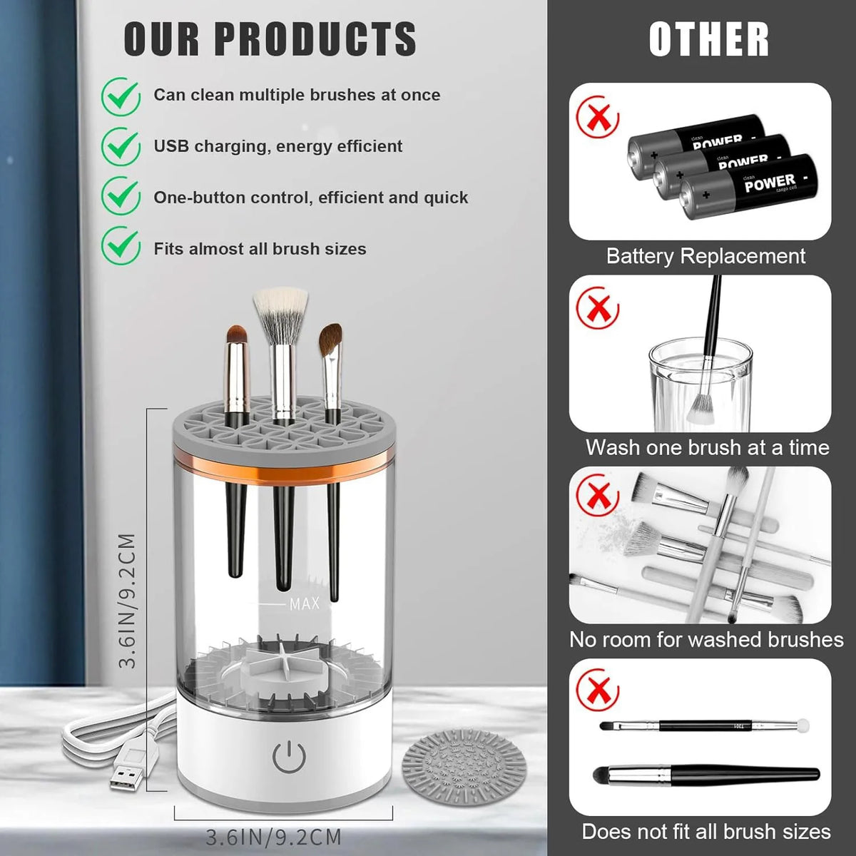 Portable USB Electric Makeup Brush Cleaner – Quick Clean & Spin | The Party Days