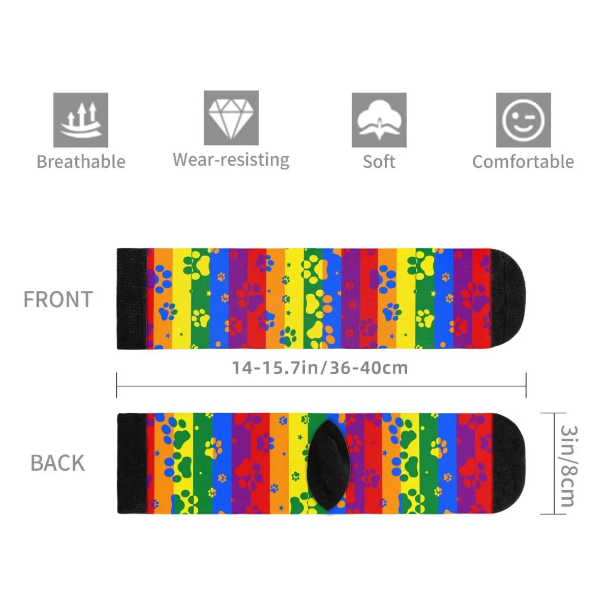 Rainbow Pride Dog Paw Novelty Socks – LGBT Funky Fashion Socks | The Party Days | The Party Days