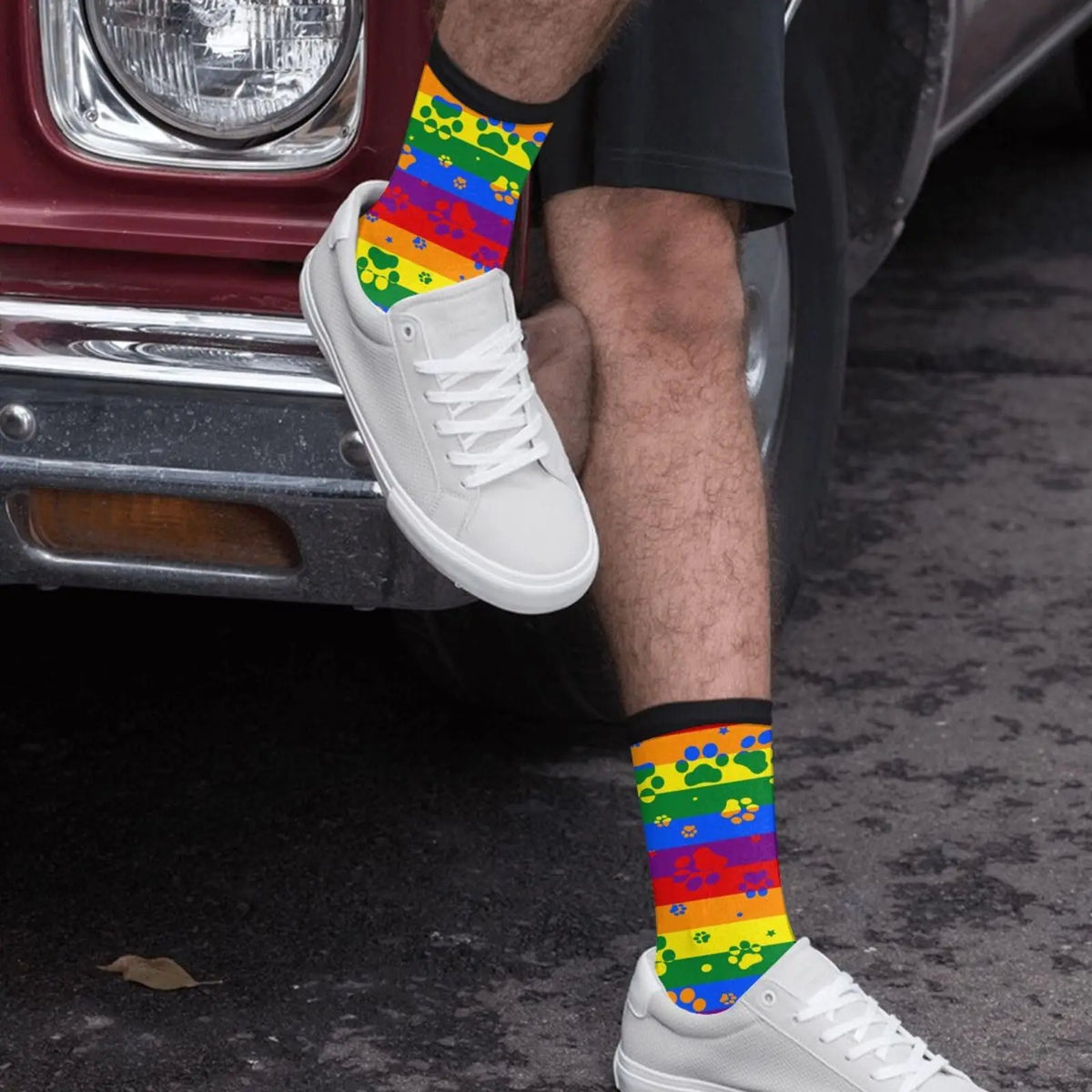Rainbow Pride Dog Paw Novelty Socks – LGBT Funky Fashion Socks | The Party Days | The Party Days