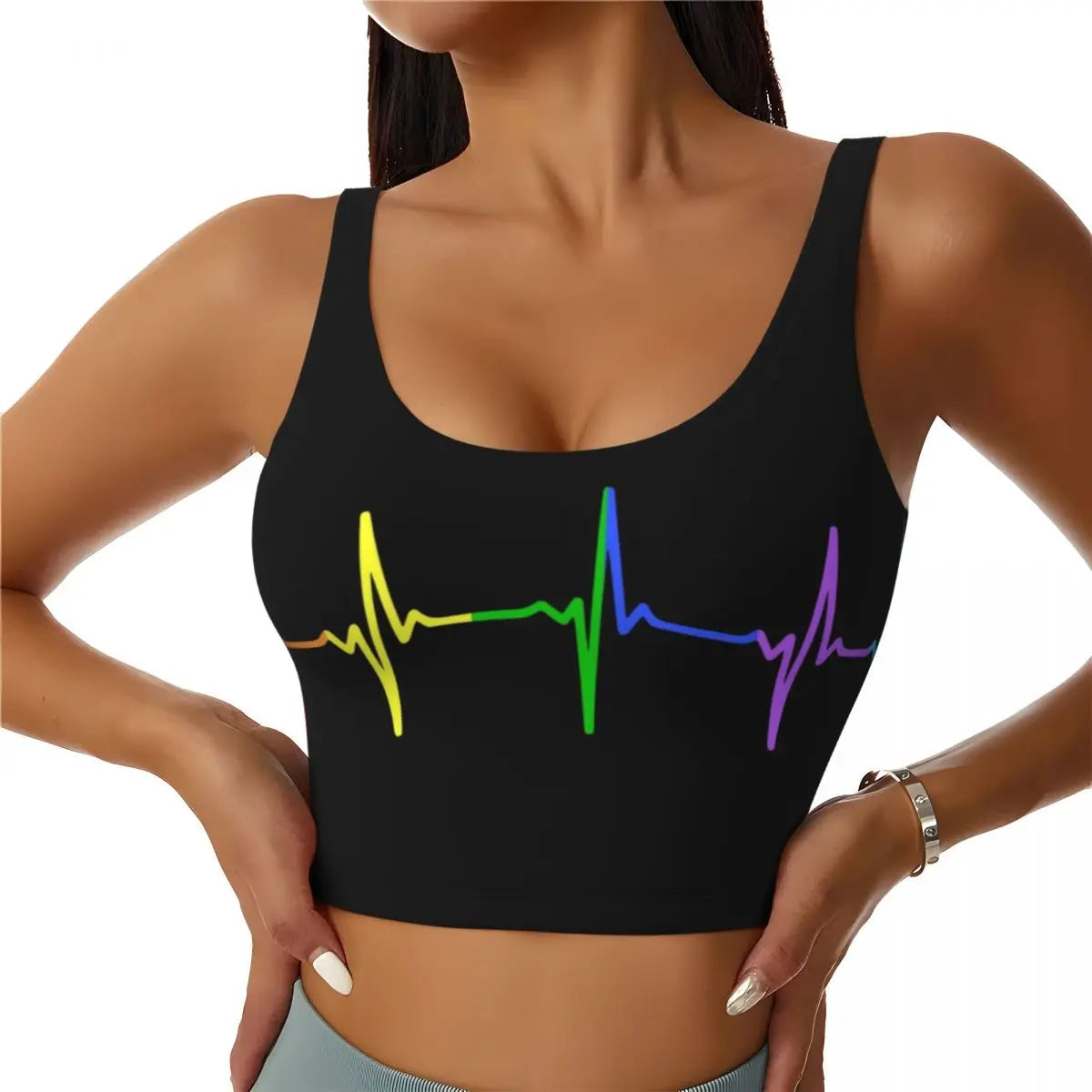 Rainbow Pride Sports Bra – LGBT High-Impact Yoga Crop Top | The Party Days | The Party Days