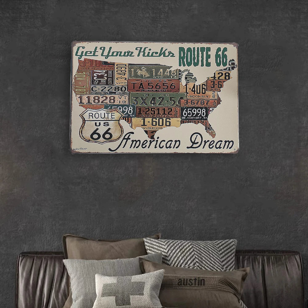 USA Map Vintage Tin Sign – American Dream Metal Wall Art 20×30 cm – The Party Days | The Party Days