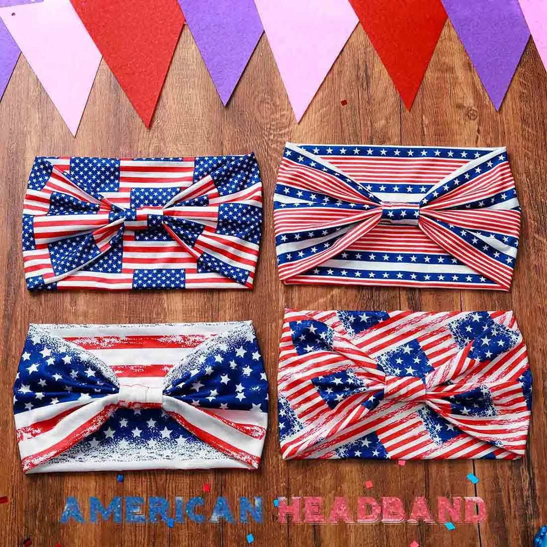American Flag Wide Headband – Patriotic Turban Headwrap Red White & Blue – The Party Days | The Party Days