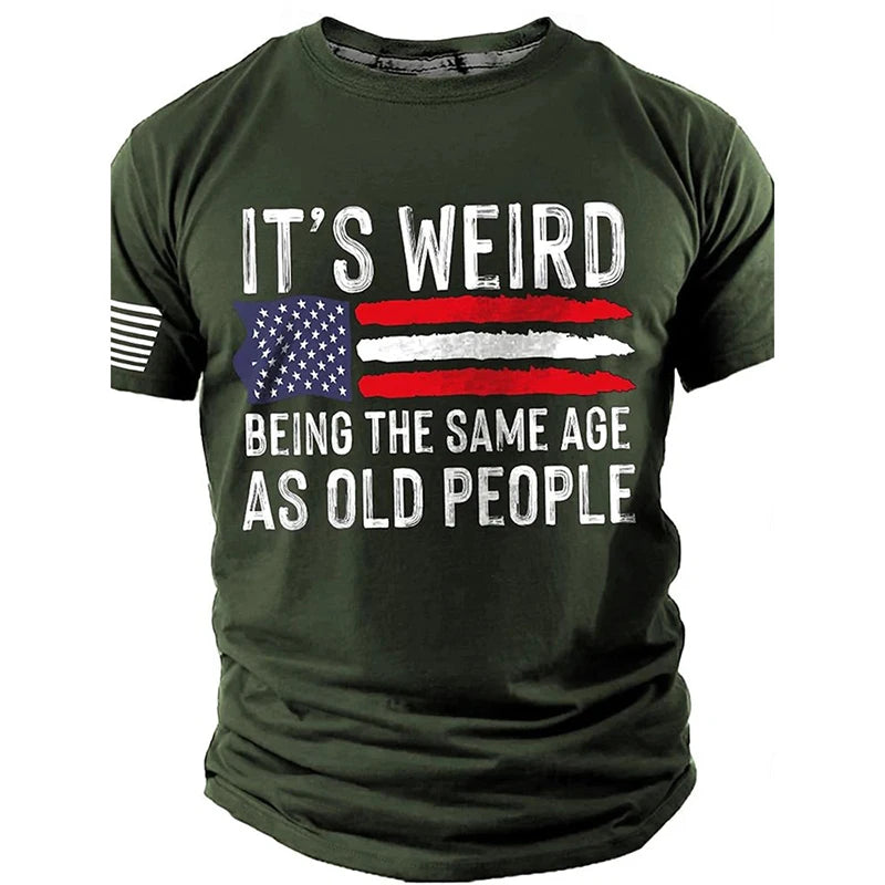 Men's 3D Skull & Retro Flag Print T-Shirt – Round Neck Short Sleeve Summer Tee – The Party Days | The Party Days