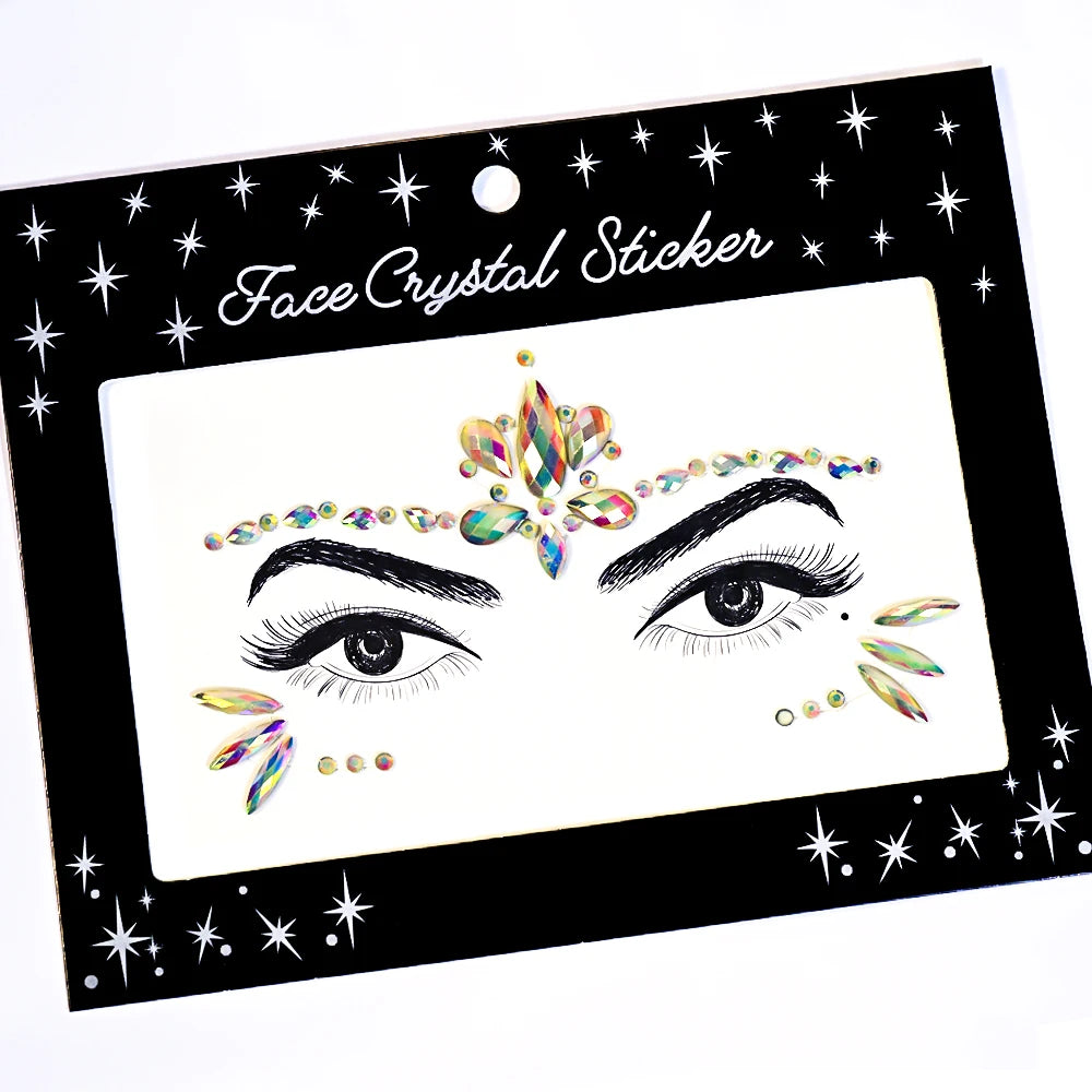 3D Diamond Luminous Face Jewel Stickers – Glitter Rhinestone Temporary Tattoos – The Party Days | The Party Days