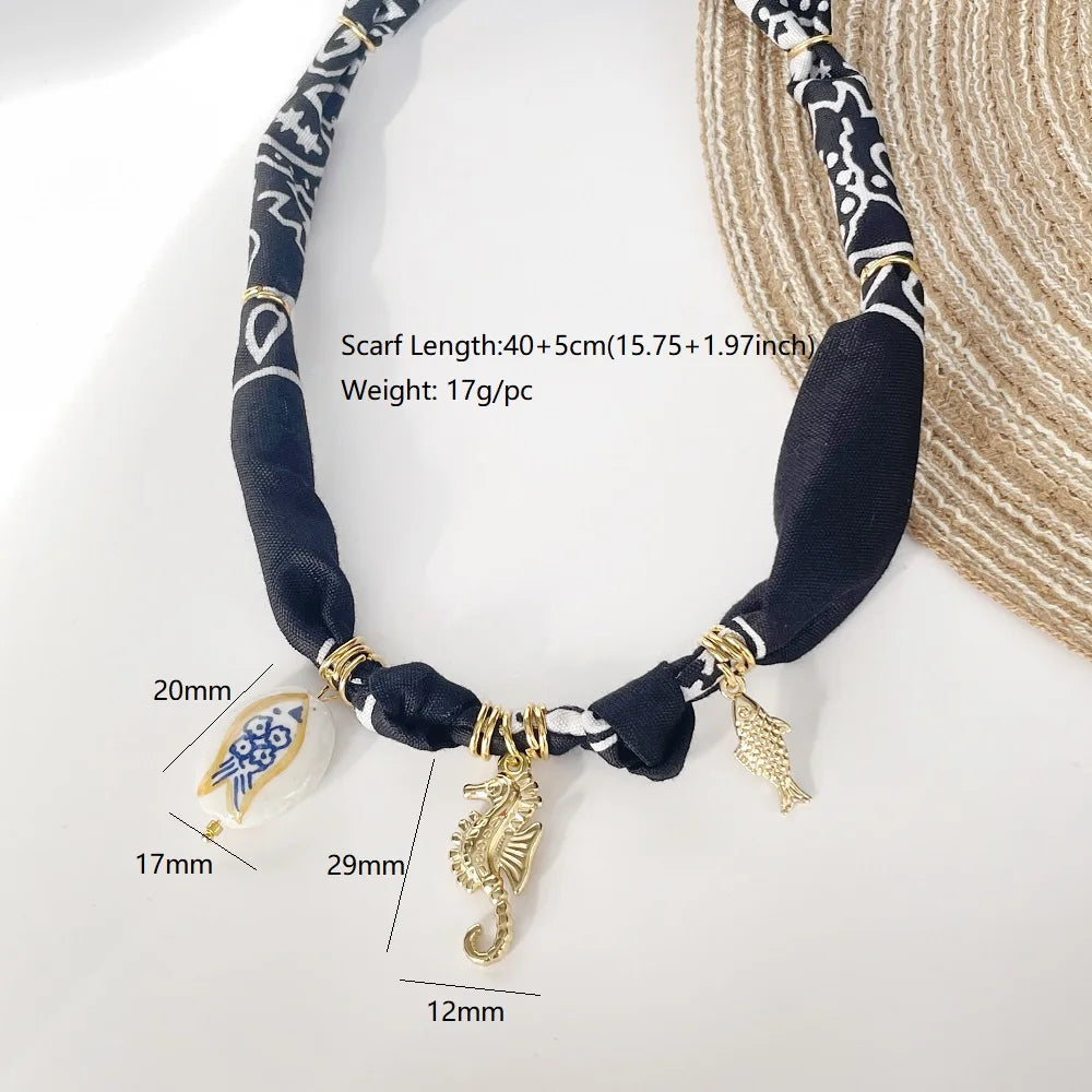 Orange Bandana Necklace with Gold Plated Charms – Sun, Dog, Heart & More – The Party Days | The Party Days