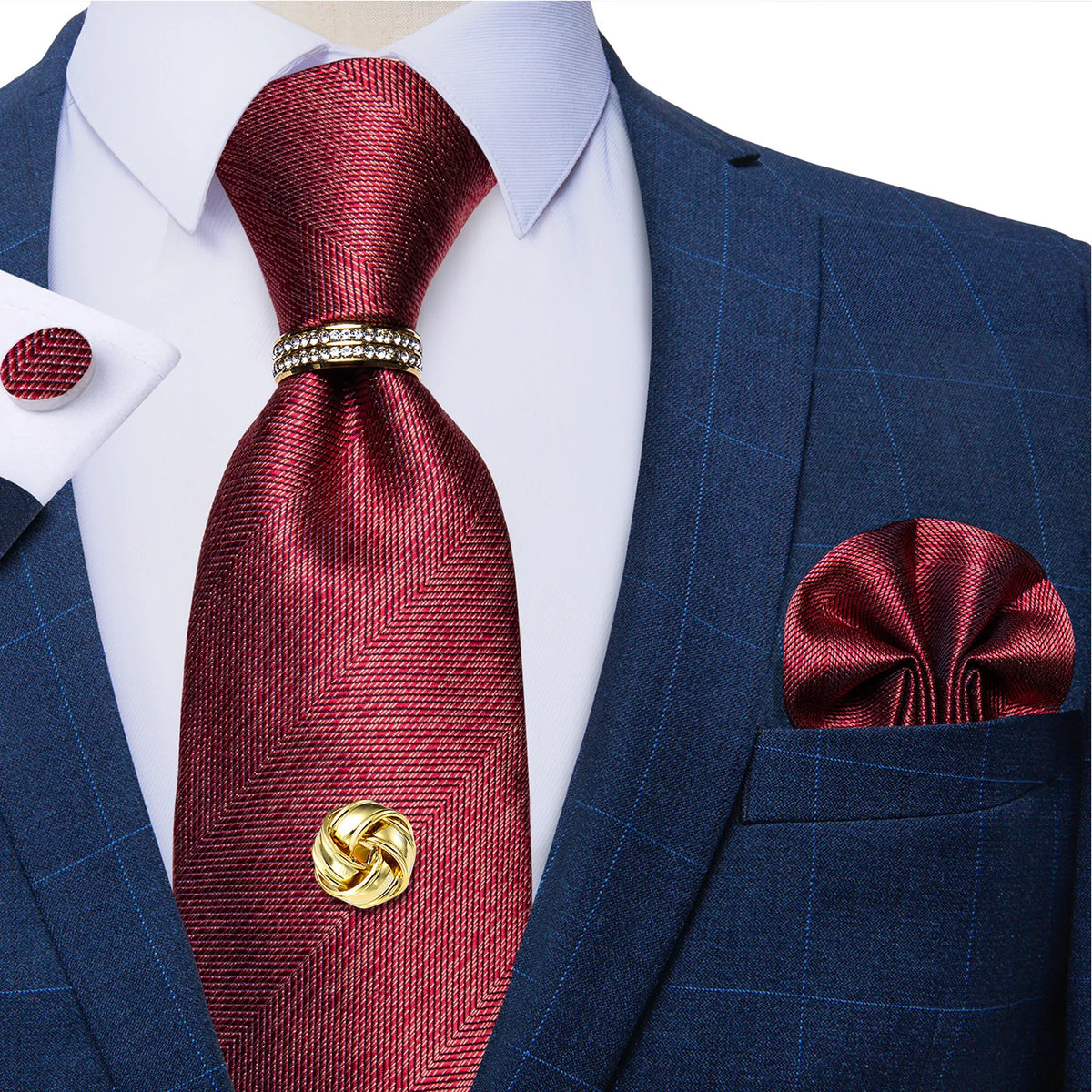 Men's Luxury Silk Tie Set – Necktie Pocket Square & Cufflinks – The Party Days | The Party Days