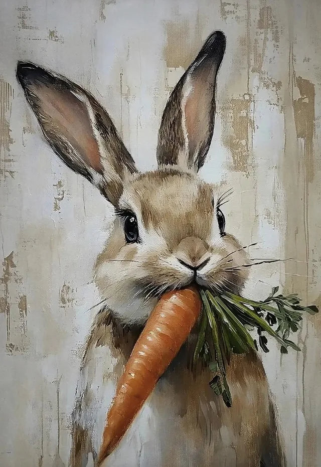 Easter Bunny Canvas Poster – Spring Wall Art with Carrot Bucket – The Party Days | The Party Days