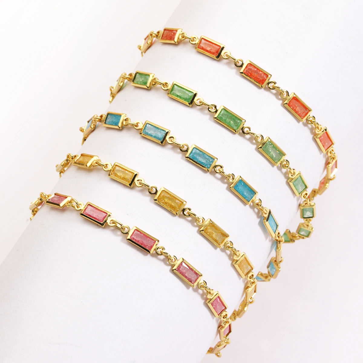 Micro Inlaid Zircon Charm Bracelet & Anklet – Geometric Sugar Design | The Party Days